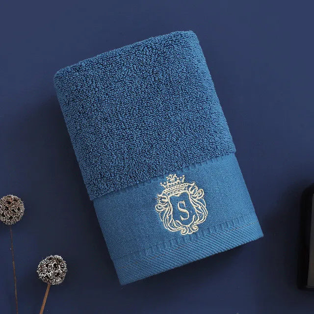 Cotton Towel Set 1/2/3PCS 34x74cm Face Hand Hair Towels & 70x140cm Big Bath Towel Cover - Absorbent Home Towels White Blue Cream