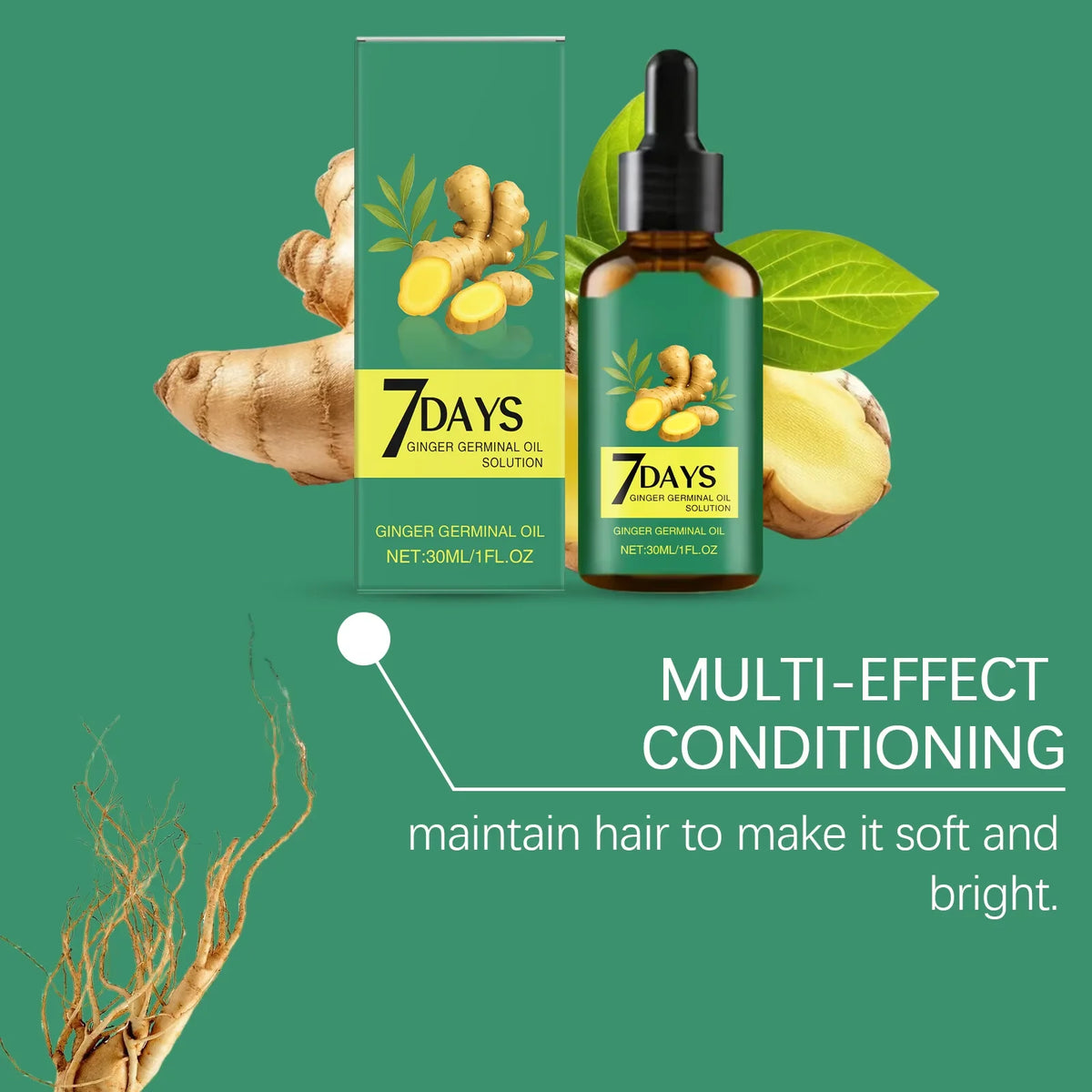 7 Days Fast Ginger Hair Growth Serum Prevent Hair Loss Scalp Treatment Thicker Longer Hair for Accelerate Growth
