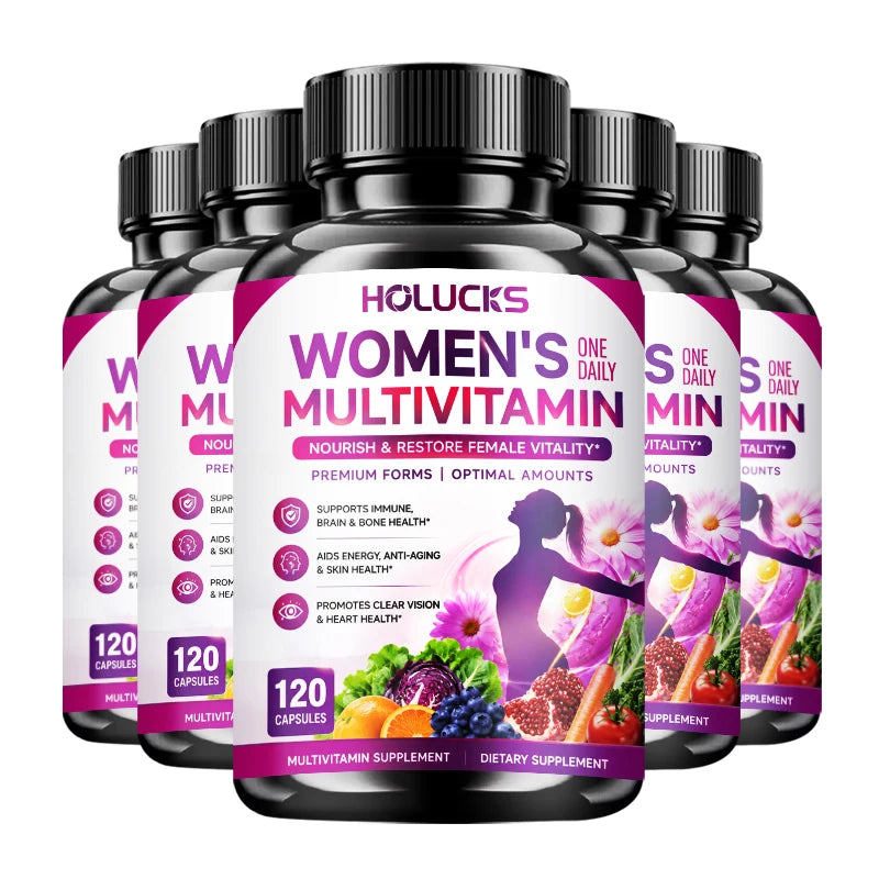 Women's Multivitamin Capsules, with Vitamin A C D3 E B- Calcium Zinc Collagen CoQ10, Support Energy, Bone, Anti-Aging & Vitality