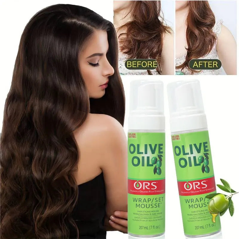 207ML Curly Hair Mousse For Wigs No-Flaking Olive Oil Hair Styling Mousse Anti-Frizz Hair Foam Mousse For Styling Hair Products