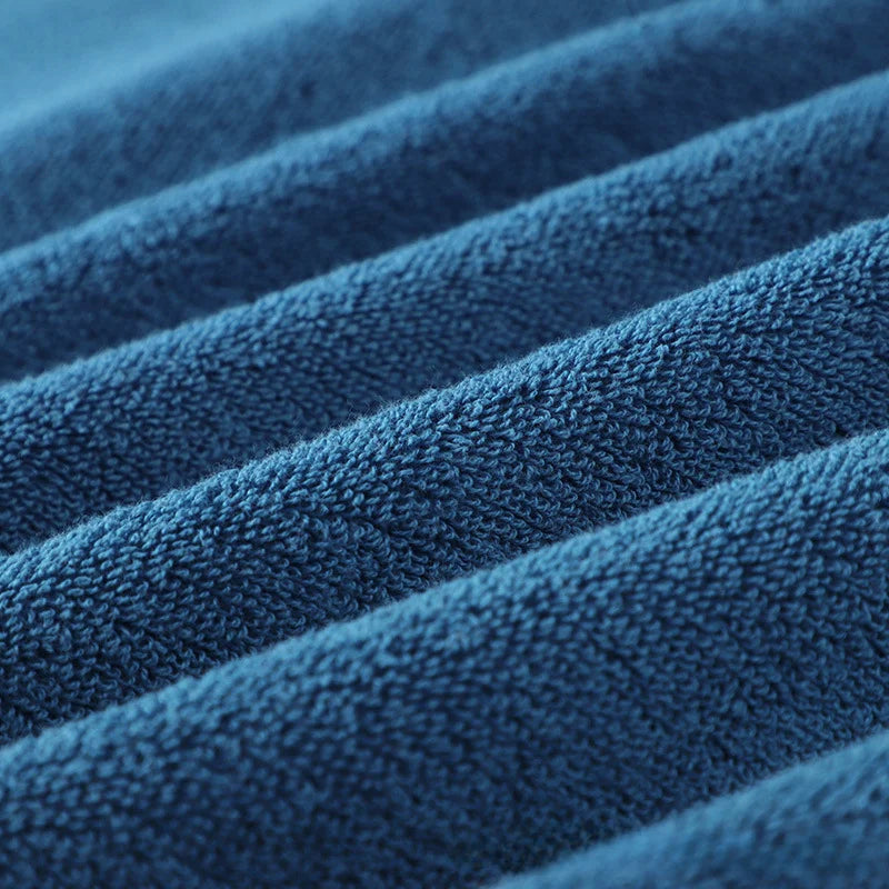 Cotton Towel Set 1/2/3PCS 34x74cm Face Hand Hair Towels & 70x140cm Big Bath Towel Cover - Absorbent Home Towels White Blue Cream
