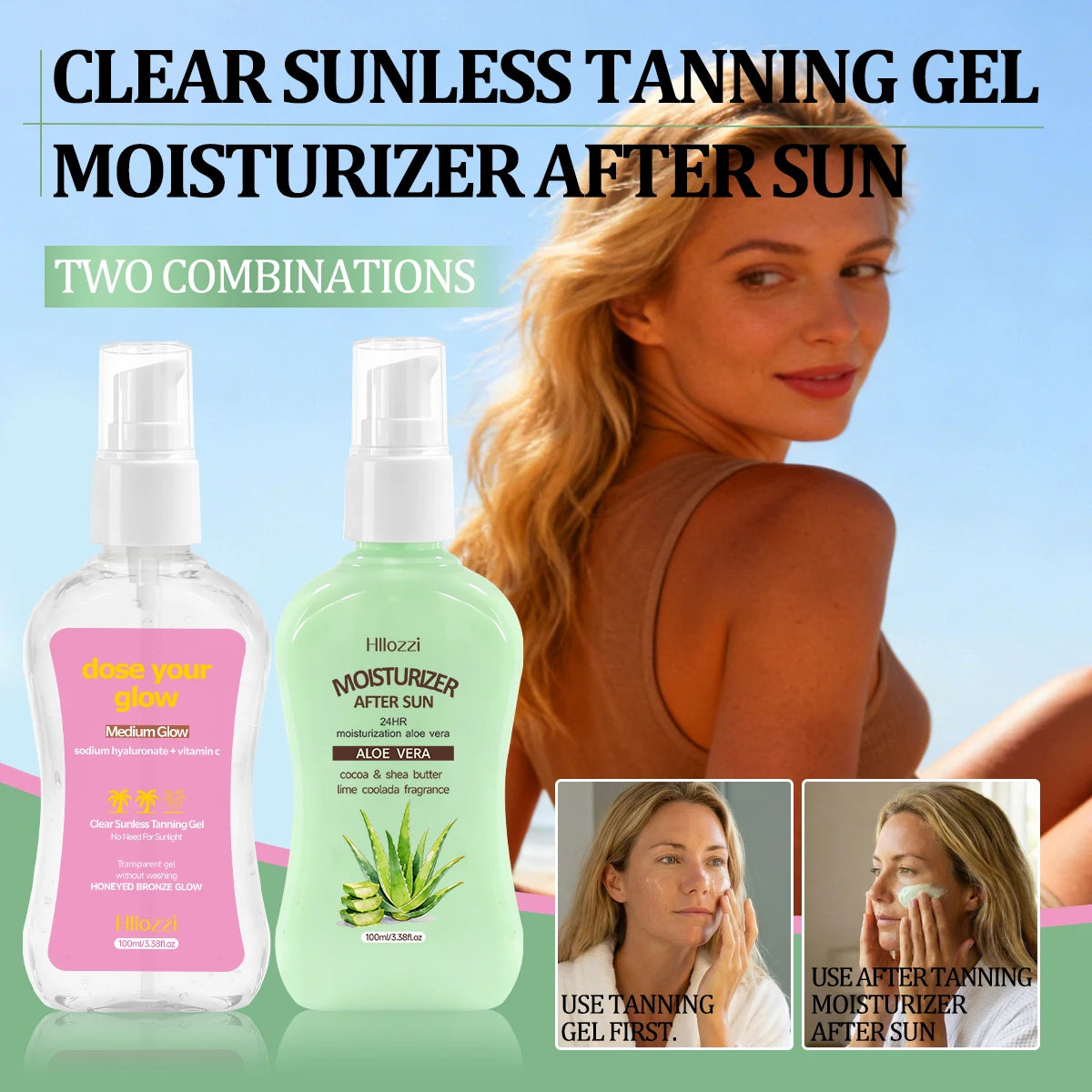 CLEAR SUNLESS TANNING GEL (MEDIUM GLOW) MOISTURIZER AFTER SUN,Long-lasting bronze, nourishing without stickiness