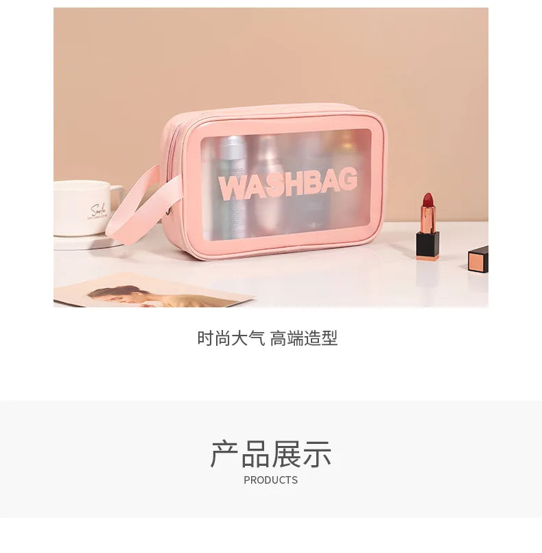 New Transparent Makeup Bag Set Toiletry Organizer Washbag for Women Portable Toiletries Pouch Travel Essential Cosmetics Bag