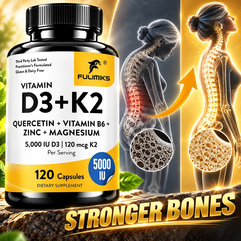 Vitamin D3 K2 Supplement, with Zinc, for Calcium Absorption, Bone Regeneration, Immune Support, Heart & Muscle Health