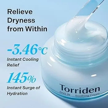 Torriden DIVE‑IN Soothing Gel‑Cream, Cooling Lightweight Moisturizer for Face, Smooth Non‑Greasy Texture, Instant Hydration Calm