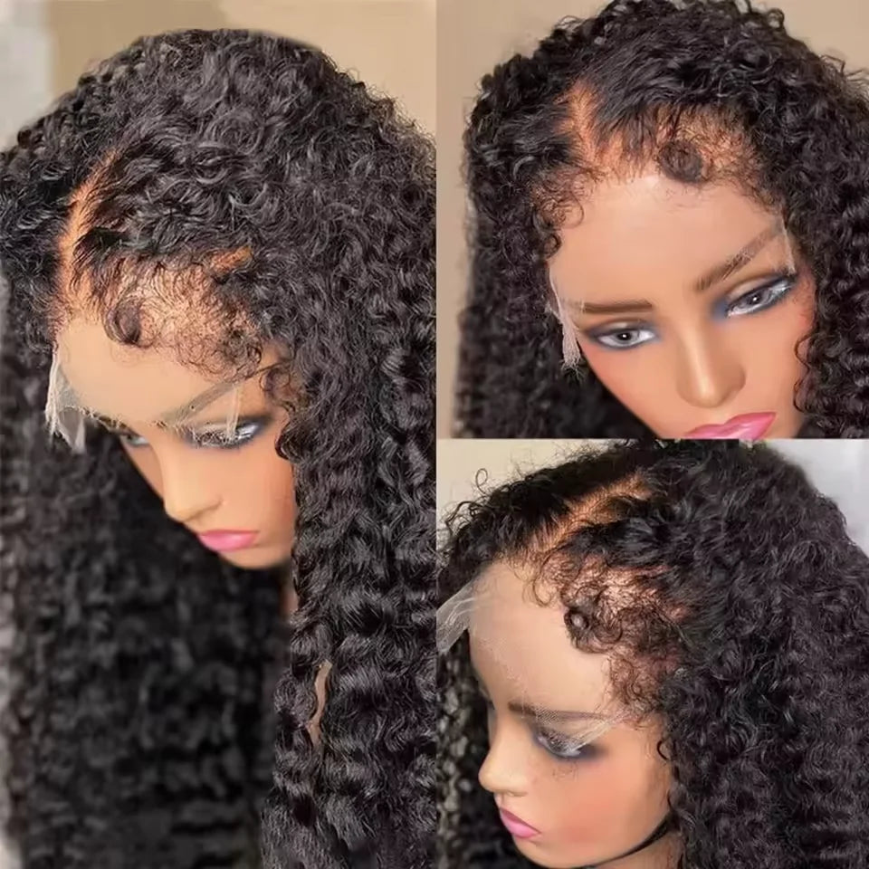 Kinky Curly 13x6 HD Lace Frontal Wig 4C Edges Curly Baby Hair For Women 7x5 Glueless Pre Cut Lace Deep Wave Wigs 100% Human Hair