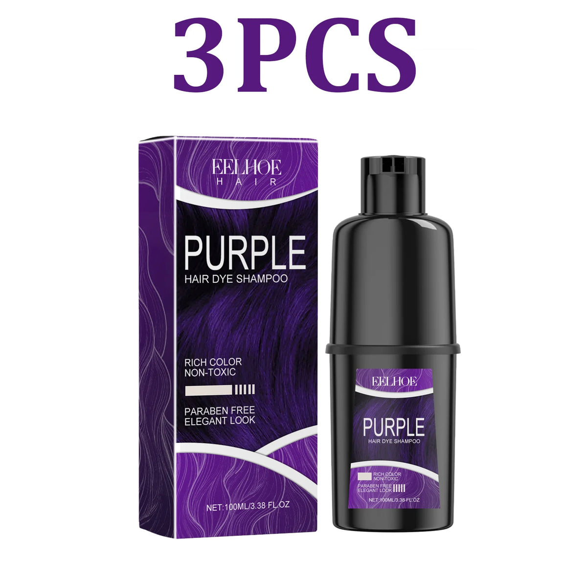Purple Natural Herbal Hair Color Shampoo For Gray Hair Coverage Long Lasting Color Enhancing Care Nourishing Coloring Shampoo