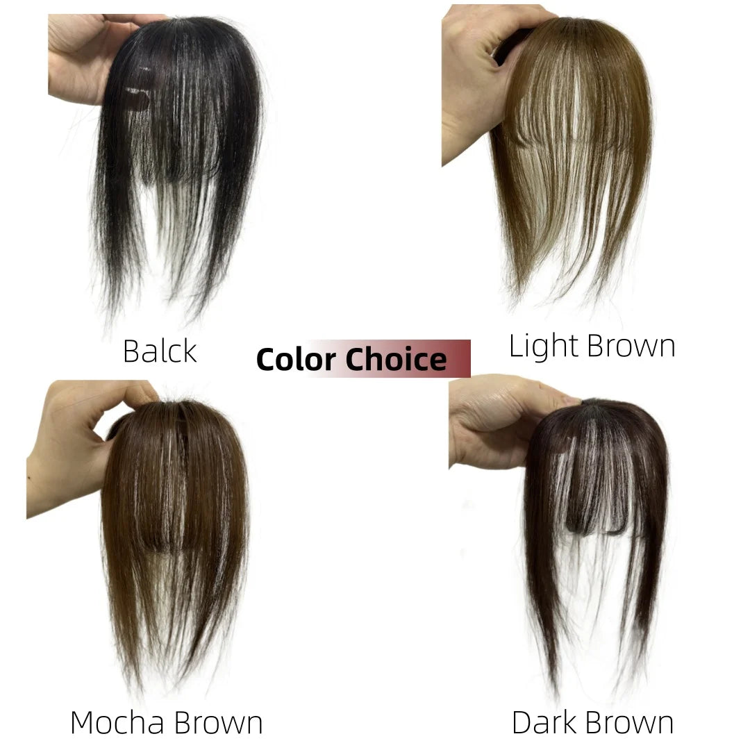 3D Full Coverage Human Hair Bangs Clips in Hairpieces for Women Wispy Bangs Hair Extensions for Thining Hair Daily Wear