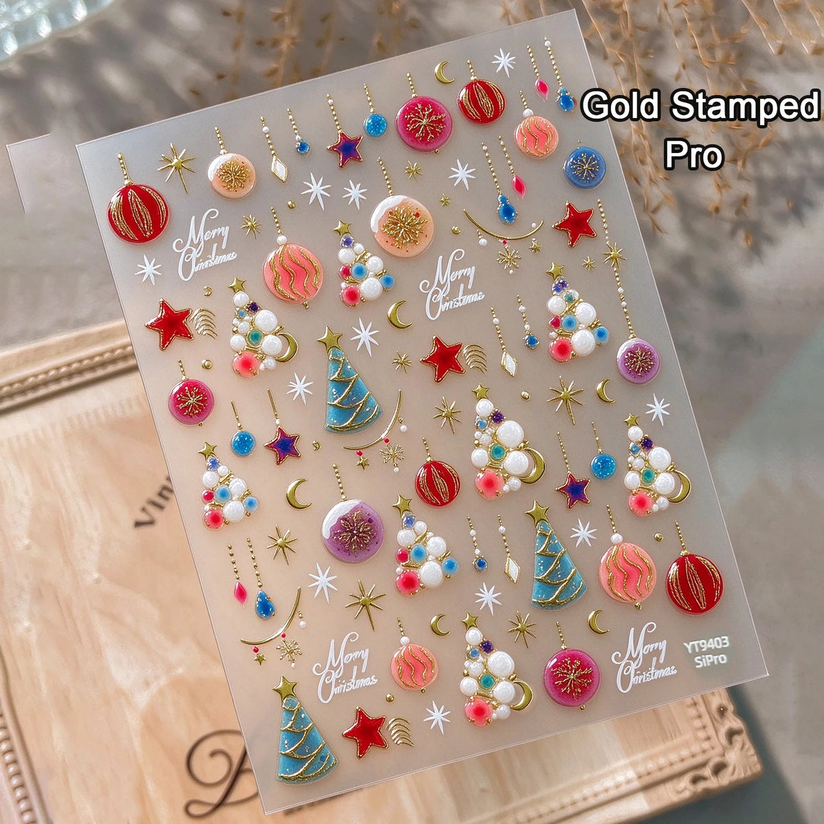 Christmas Wreath Snowman Xmas Tree Bowknot Snowflakes Gingerbread Man Bear Star Bell Apple Nail Art Charms Stickers Phone Decals