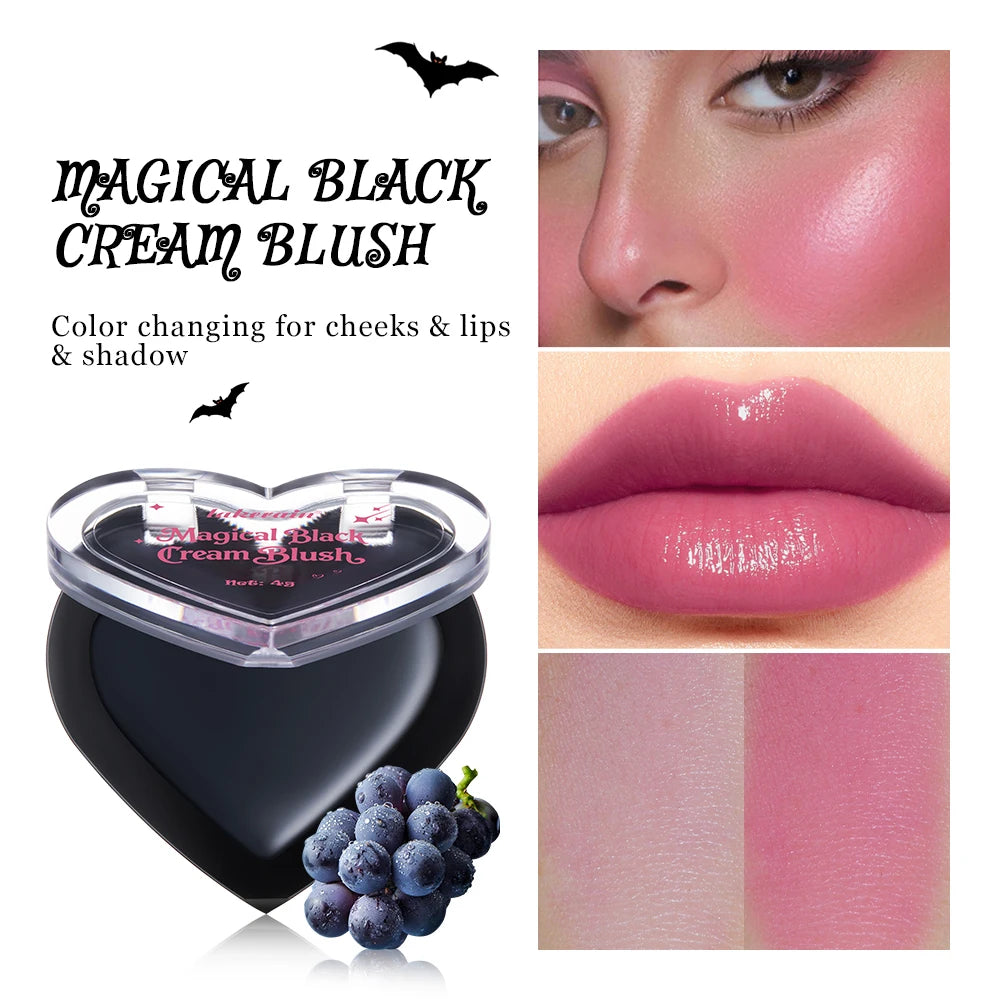 Magic Black Cream Blush PH Color Changing for Cheeks Lips Shadow Beeswax Halloween Cosplay Cosmetics