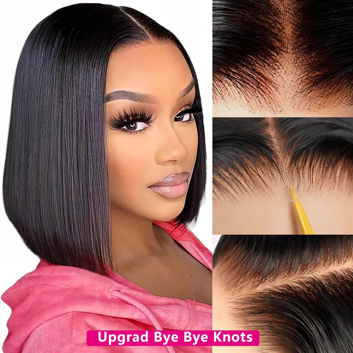 10 inch Straight Glueless Bob Wigs Human Hair Wigs Ready to Wear Brazilian Remy Hair Wigs for Women 4x4 Pre Cut Closure Wigs