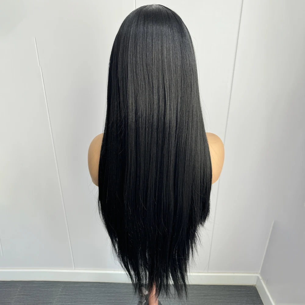 13x4 Black Straight Wig Synthetic Lace Wigs Long Silk Straight Wig High Quality Lace Front Wigs for Women Daily Use Cosplay Wig