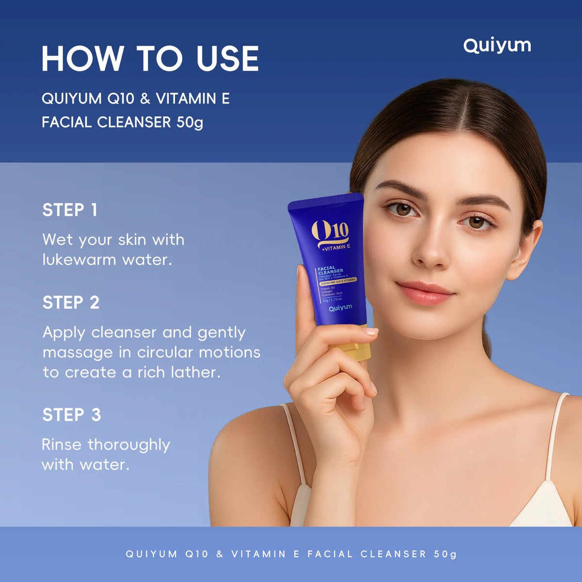 QUIYUM 6Pcs Coenzyme Q10 Vitamin E Anti-Aging Skincare Set, Cleanser Toner Serum Eye Cream Day Night Cream Hydrating Facial Kit