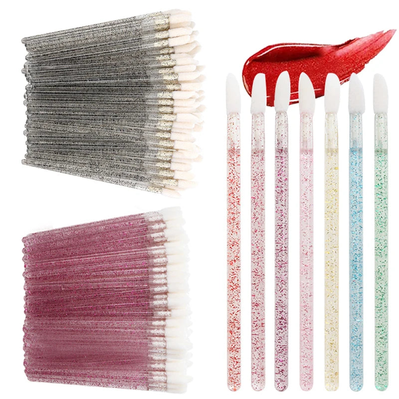 300/500PCS Crystal Lip Brushes Set Lipstick Gloss Wands Applicators For Eyelash Extension Makeup Brush Beauty
