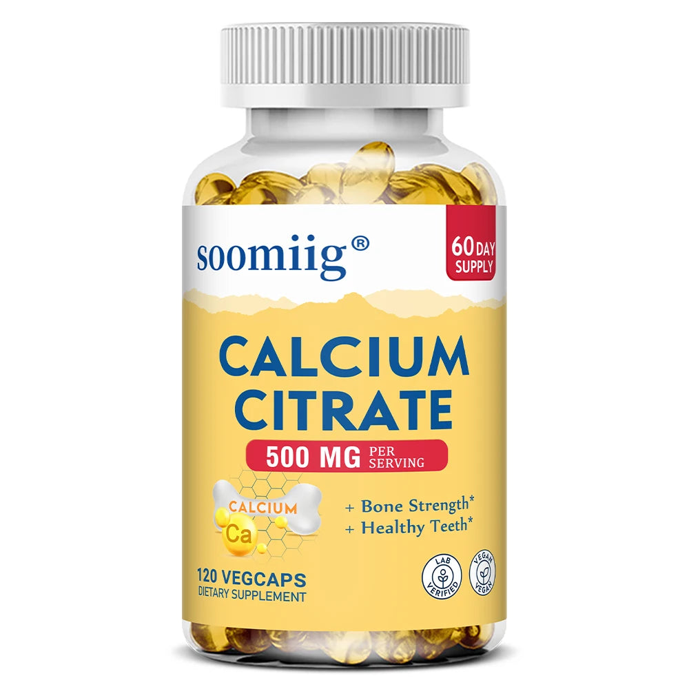 Calcium Citrate 500 Mg Per Serving Strengthens Bone, Teeth Health, Support Mobility & Flexibility, 120 Capsules, Non-GMO