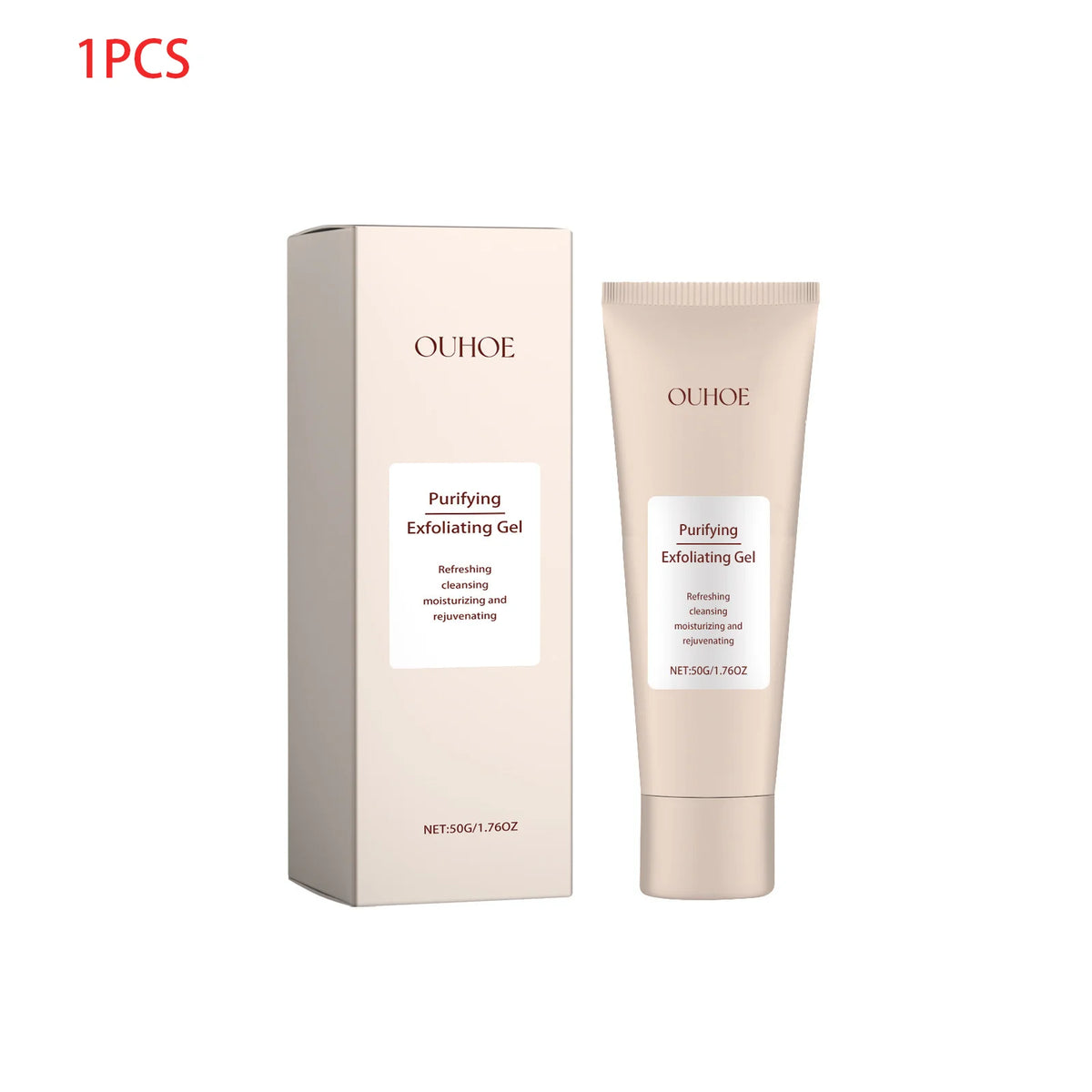 OUHOE Purifying Exfoliating Gel 50g, Refreshing Cleansing Peeling Gel, Moisturizing Rejuvenating Skin Exfoliator, Gentle Face Body Exfoliating Scrub Gel for Daily Skin Care