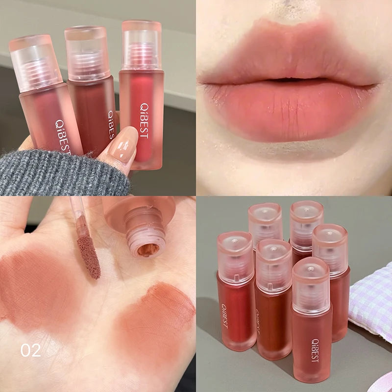 QIBEST 6 Colors Matte Liquid Lipstick Velvet Durable Lip Gloss Sexy Red Lip Stain Makeup Waterproof Lasting Lip Mud Cosmetics