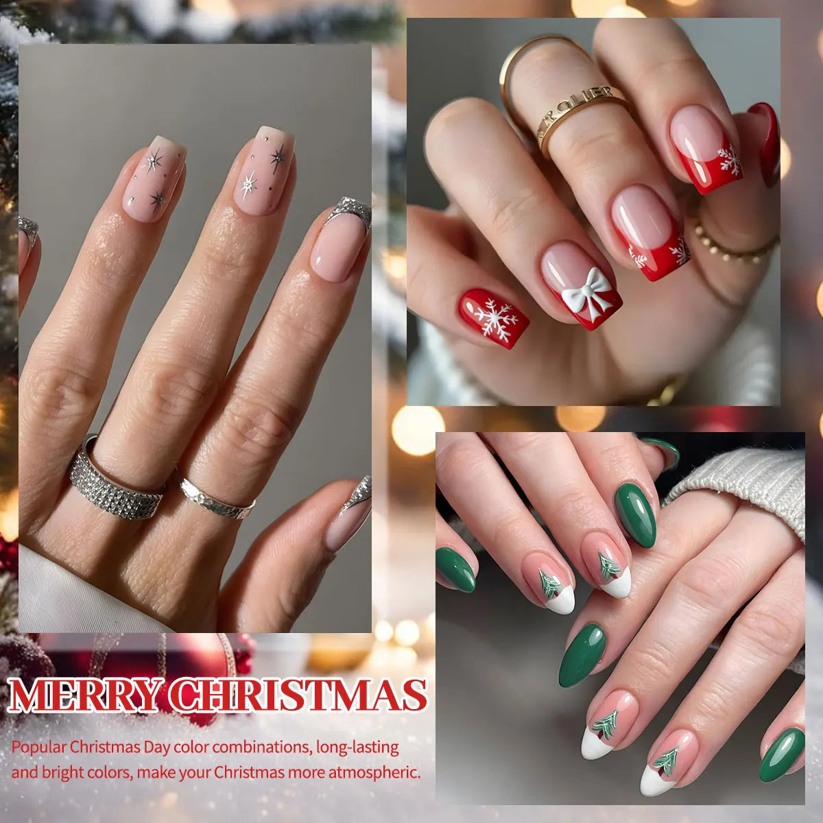 VOKY 5-color nail polish set, in Christmas color scheme, high-saturation nail polish gel, salon-quality nails, DIY home nail art
