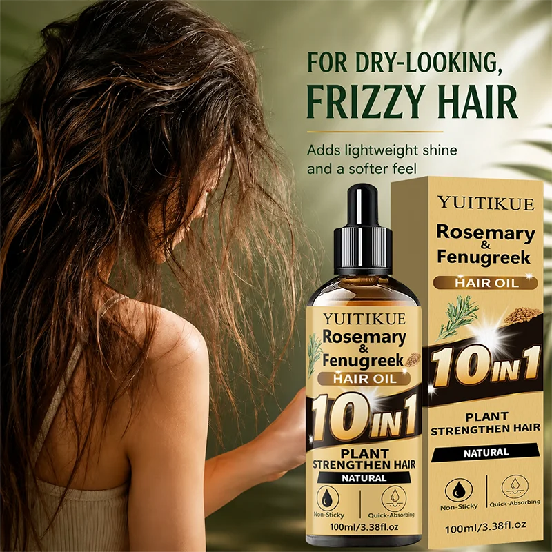 10‑in‑1 Herbal Hair Essential Oil Rosemary Fenugreek Extract Hydrating Nourish Scalp Moisturizer Silky Shine Hair‑Care Serum