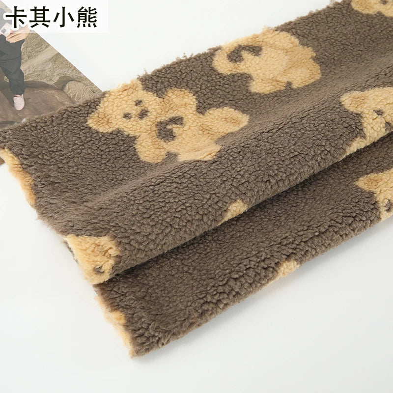 Thickened Short Hair Plush Fabric By The Meter for Needlework Autumn Coat Hoodies Dolls Diy Sewing Cloth Warm Soft Bear Plaid