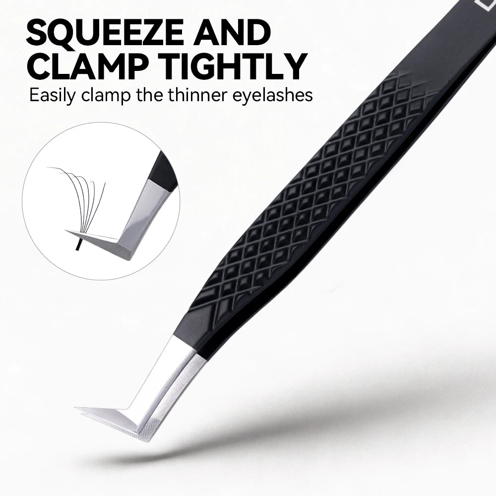 DAMMAN 3PCS Lash Tweezers Set Fiber Tip Tweezers for Eyelash Extension High Precision Eyelash Tweezers with Leather Case