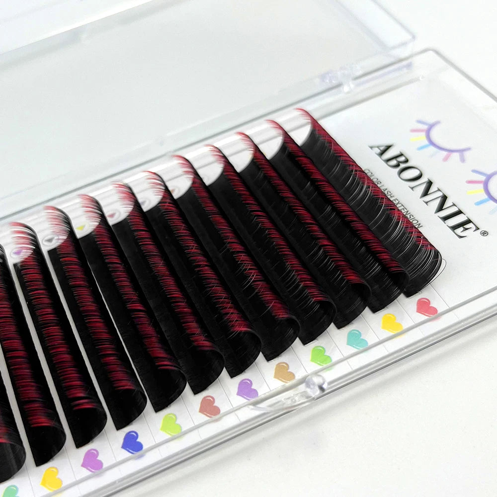 ABONNIE Wine Red Color Eyelash Extension Premium Cashmere Burgundy Lashes Individual Mink False Eyelashes