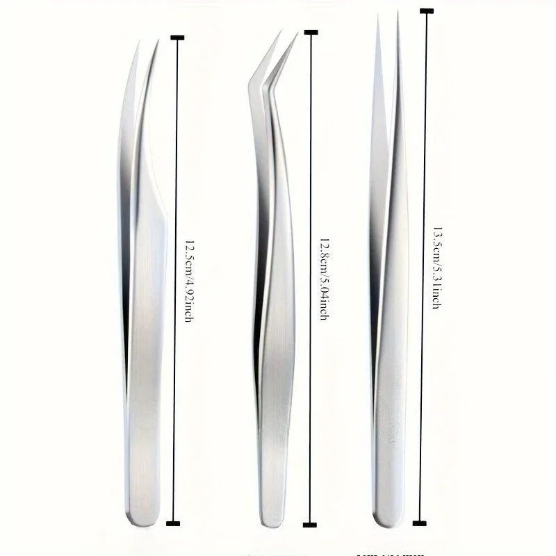Stainless Steel High-Precision Grafting Eyelash Tweezers with Golden Feathers Professional Makeup Tool for Synthetic Hair Gifts