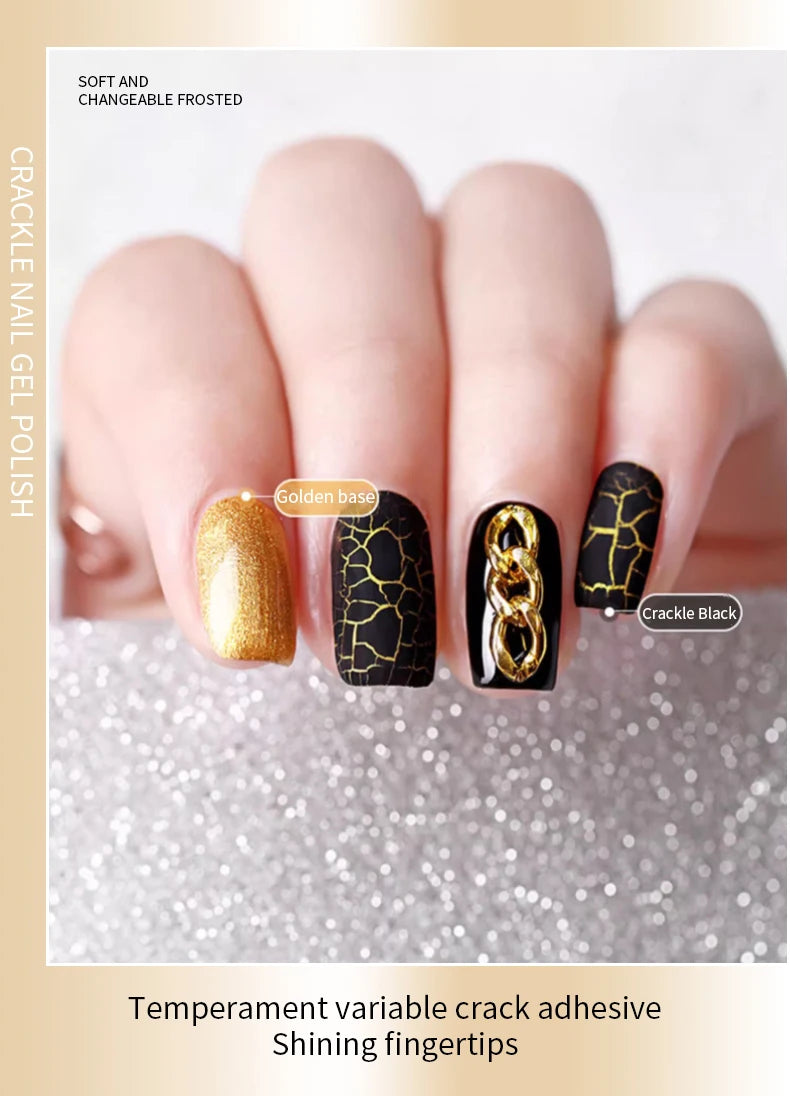 RSNAIL Crackle Gel Nail Polish Natural Dry DIY Nail Art Cracking Gel Polish Crackle Black White Gel Soak Off Varnish Design 10g