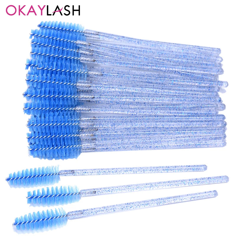 50pcs Crystal Eyelash Brushes With Contianer Disposable Lash Mascara Wands In Case Micro Makeup Applicators  Beauty Tools