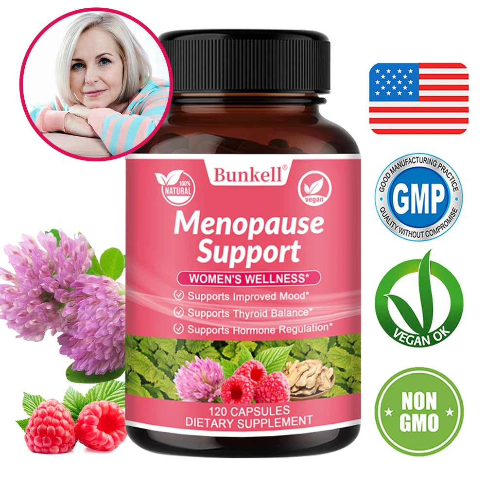 Menopause Support Supplements for Women Can Relieve Hot Flashes, Night Sweats, Mood Swings, Low Energy and More.
