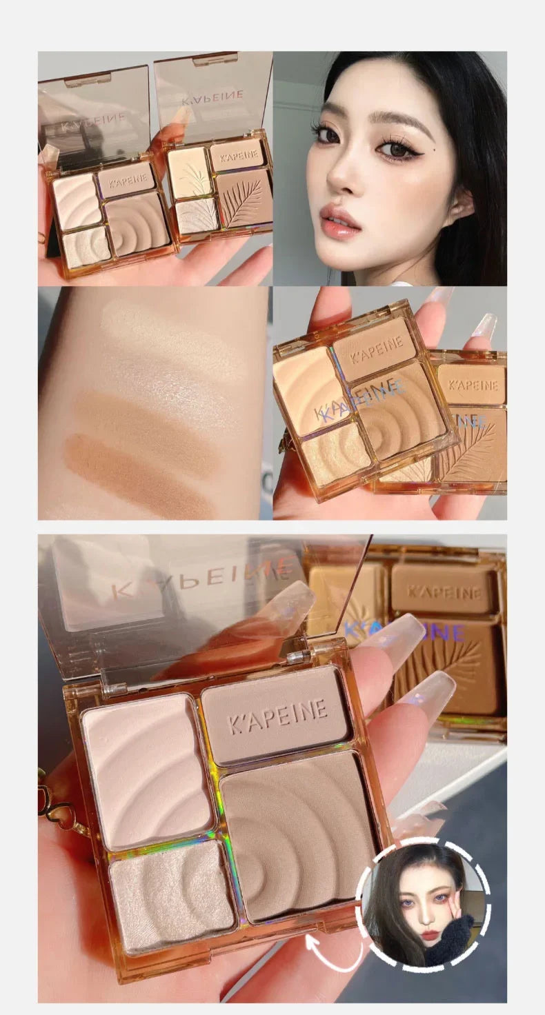 4Colors Matte Highlighter Contour 3D Facial Bronzer Brightening Glitter Highlight Palette Eye Shadow Nose Powder Makeup Cosmetic