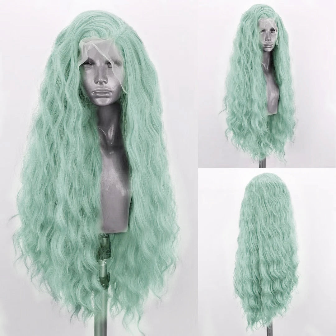 AIMEYA Platinum Wigs for Women Mix Blonde Synthetic Lace Front Wig Black Long Natural Wave Synthetic Hair Wig Daily Use Cosplay