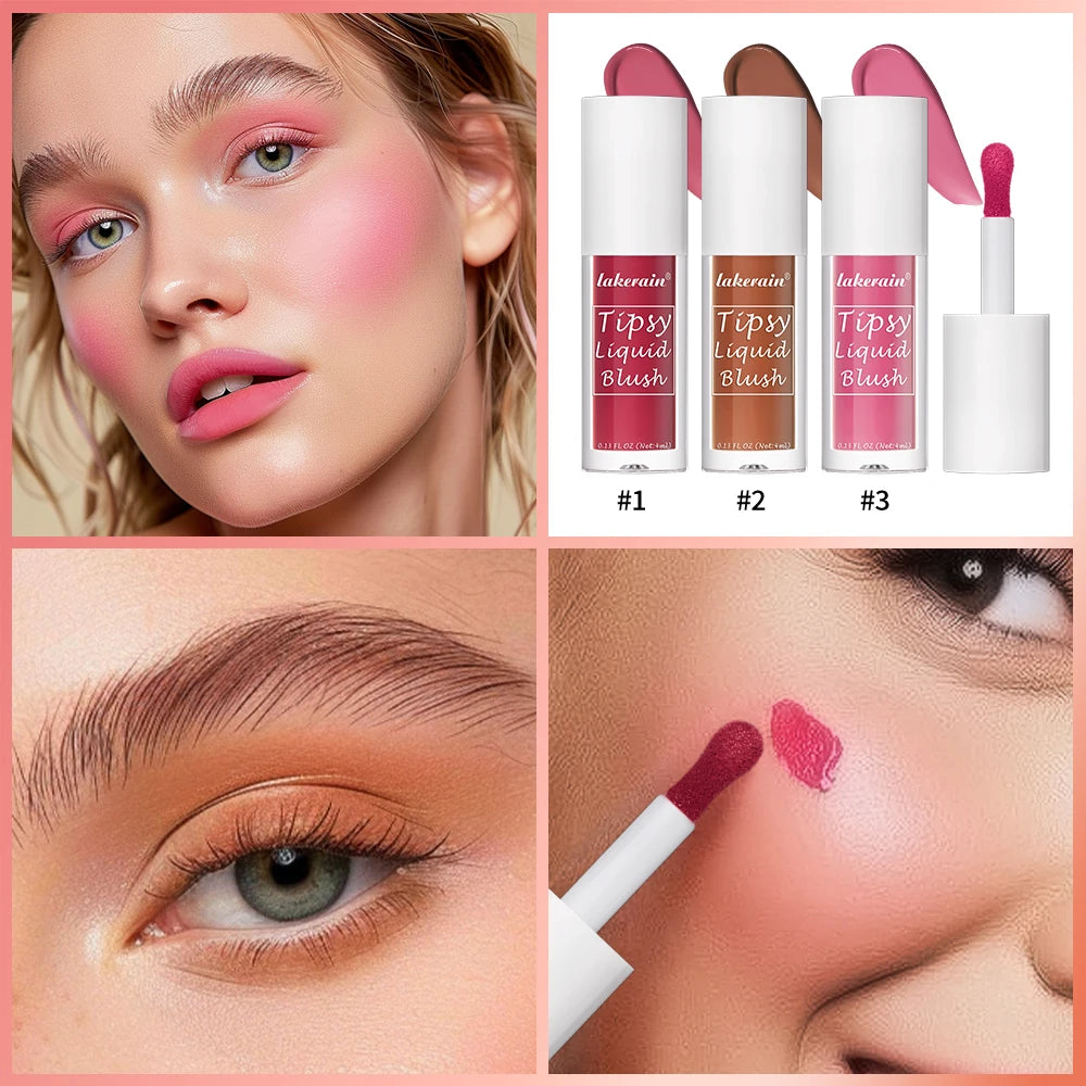 9 Shades Beauty Liquid Blush Lightweight Blendable Dewy Finish Liquid Cheek Tint Long‑Wearing Natural Flush Multi‑Use Face Blush Makeup