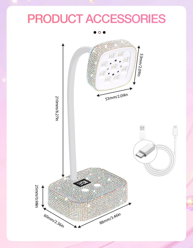 Wireless Nail Lamp LED UV Nail Dryer Rechargeable With Auto Sensor Touch Control Fast Drying Nail Light 360° Bendable Table Lamp