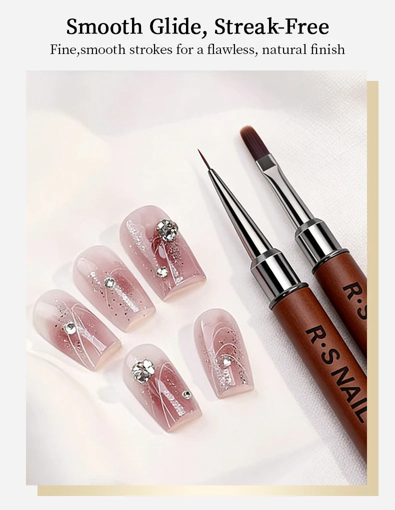 RSNAIL 1/2pcs Dual-ended Nail Design Brushes Phototherapy UV Builder Gel Nail Brush Silicone Carving Pen for DIY Manicure Tool