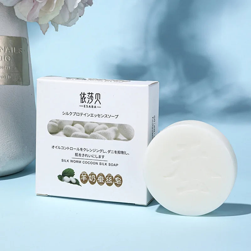 Goat Milk Silk Handmade Soap 60g Moisturizing Skin Care Cleansing Facial Soap Remove Acne Remove Shrink Face Cleaner Body Wash