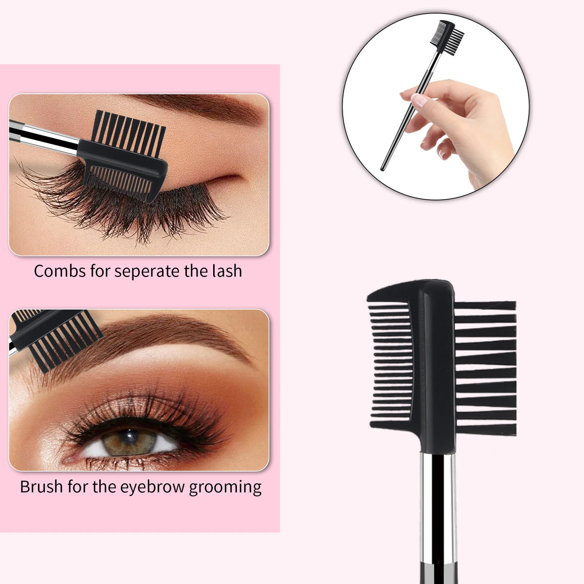 6Pcs Eyelash & Eyebrow Makeup Tools Kit Eyelash Curler Dual End Brow Brush Lash Comb Spoolie Applicator