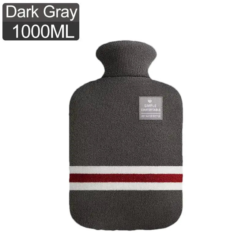 1L Or 2L Hot Water Bottle With Knitted Cover Large Capacity Hot Water Bag For Female Warm Belly Hands Inject Water Hot Water Ba
