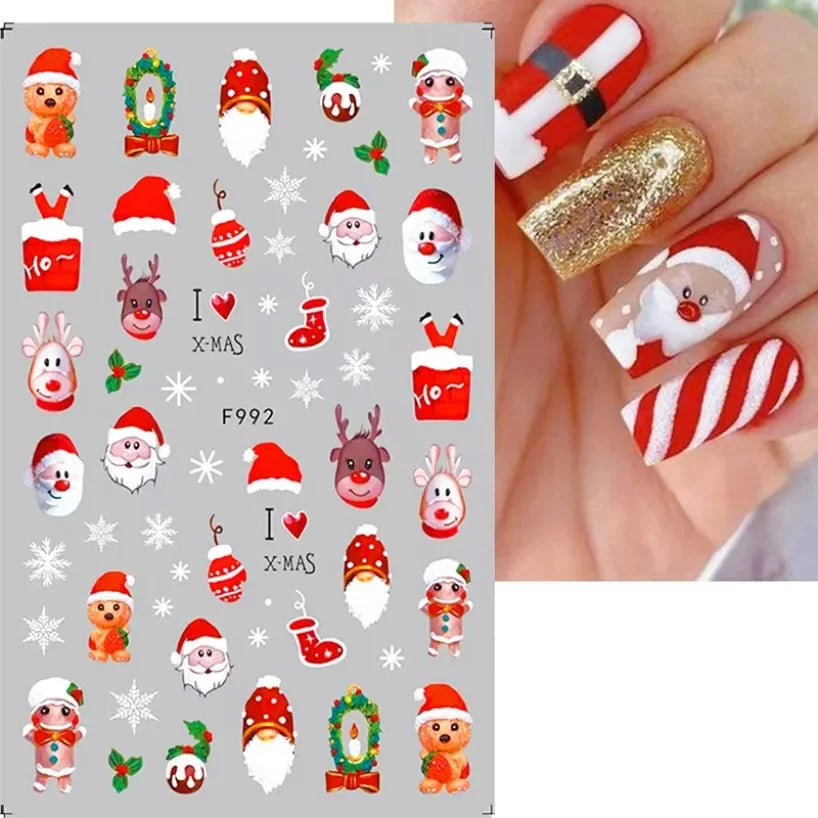 5D White Snowflakes Embossed Nail Art Stickers Winter Charm Decals Self Adhesive Christmas New Year Slider Decoration Manicure