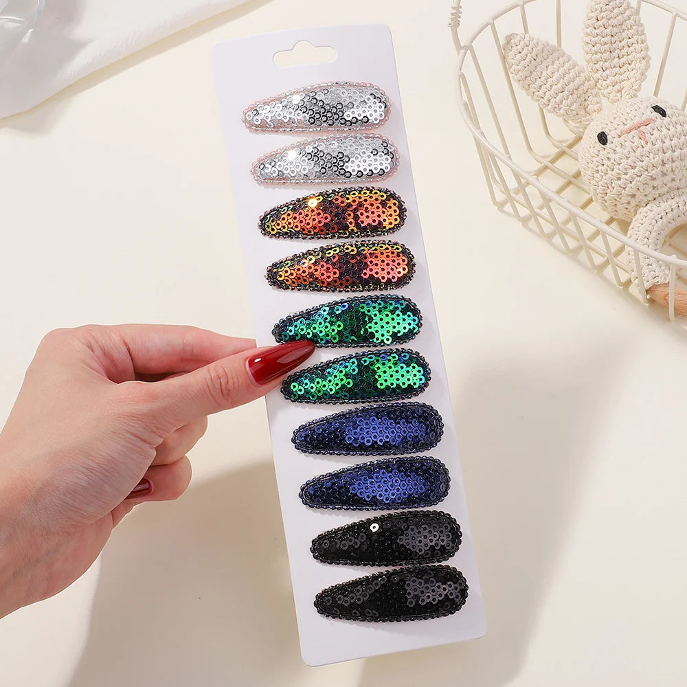 10Pcs/Lot Fresh Print Cotton Alloy Hair Clips for Kids Fabric Plaid BB Hairpins Girl Hairgripe Headwear Baby Hair Accessories