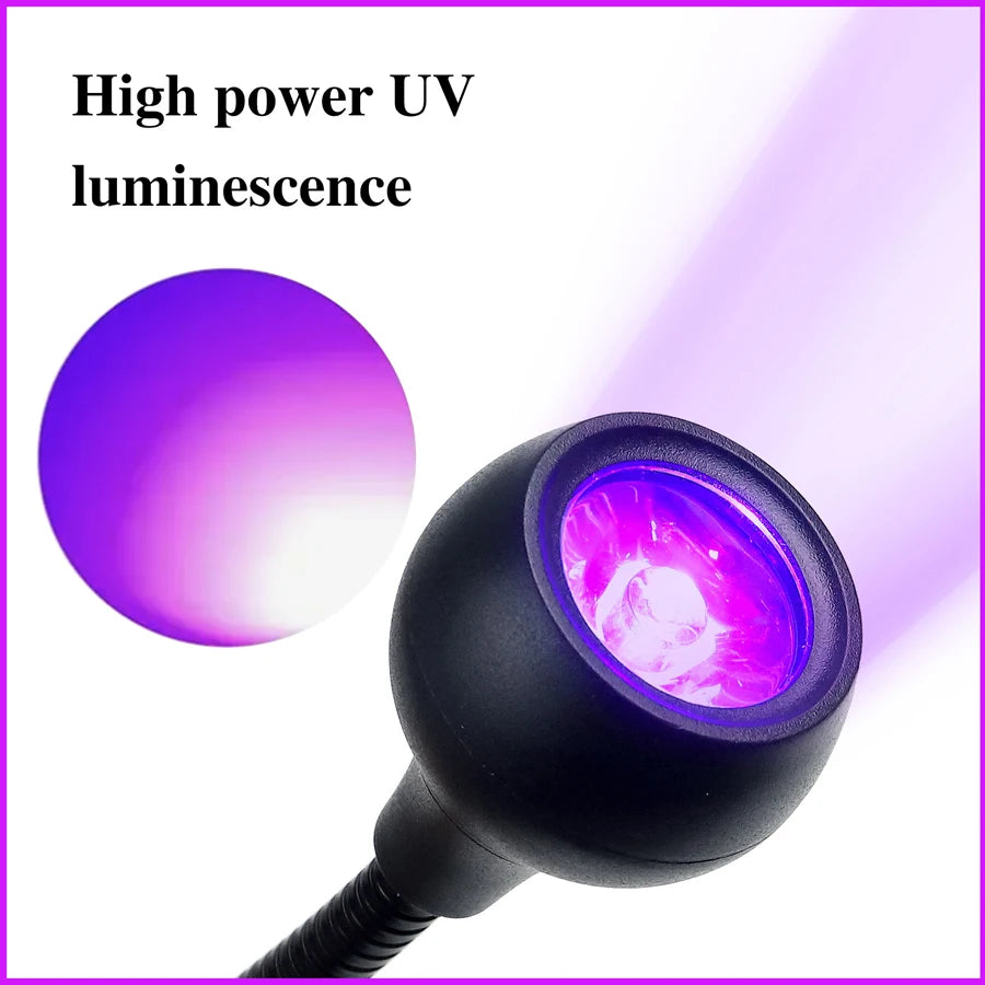 5W LED UV Gel Nail Curing Lamp with Clip And Flexible Tube Nail Dryer for Gel Polish