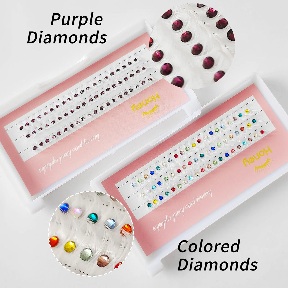 Honey DIY Christmas Eyelash White Eyelashes With Colored Diamonds Mega 40P Fluffy Thick Lashes