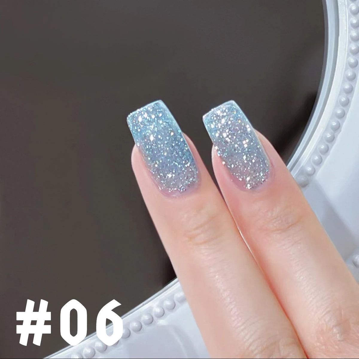 MN 1-9PCS Pink Blue White Green Color Series Gel Nail Polish With Strobe Glitter Brocade Diamond Gel Polish