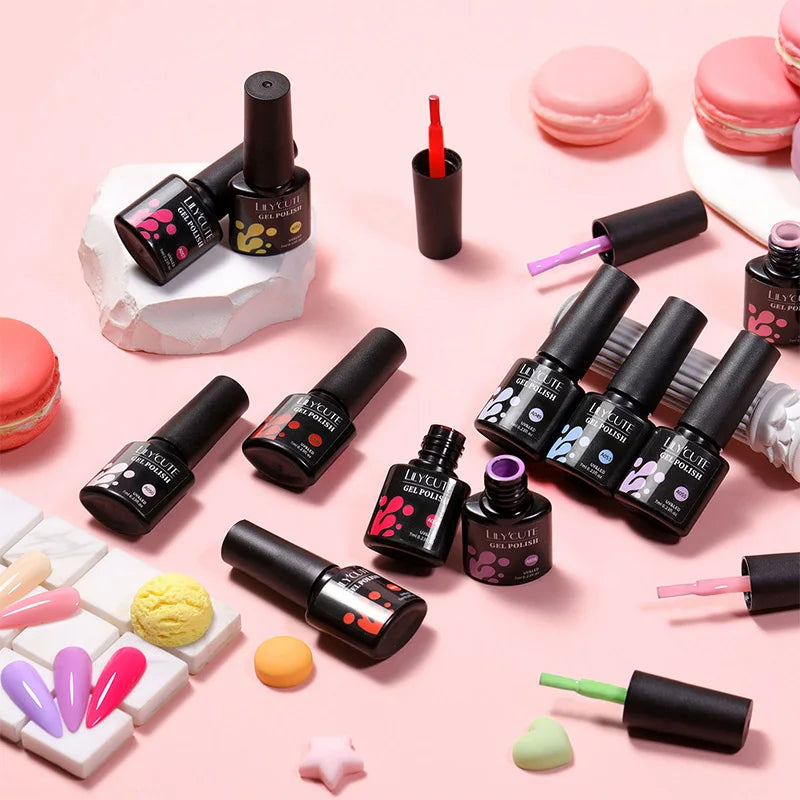 LILYCUTE 7ml Macaron Gel Nail Polish Pink Purple Green Series Soak Off Manicure Nail Gel Varnish Semi Permanent UV Gel Nail Art