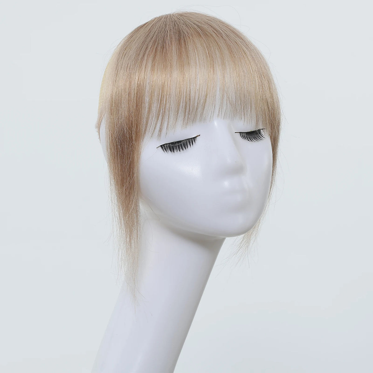 100% Human Hair Bangs Blonde Brown Wispy Bang Hair Clip in Bangs Fringe with Temples Hairpiece for Women Clip on Air Bang 4.5in