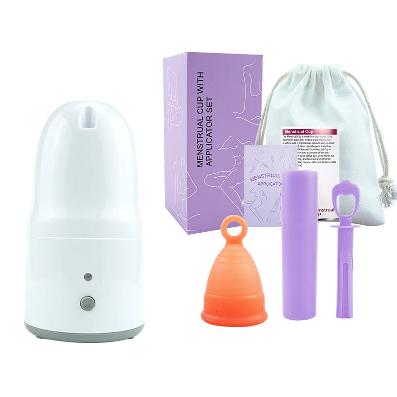 Certified Cup Kit Steam Sterilizer Applicator Reusable Soft Silicone Lady Cup Sterilization Women Health Care Feminine Hygiene