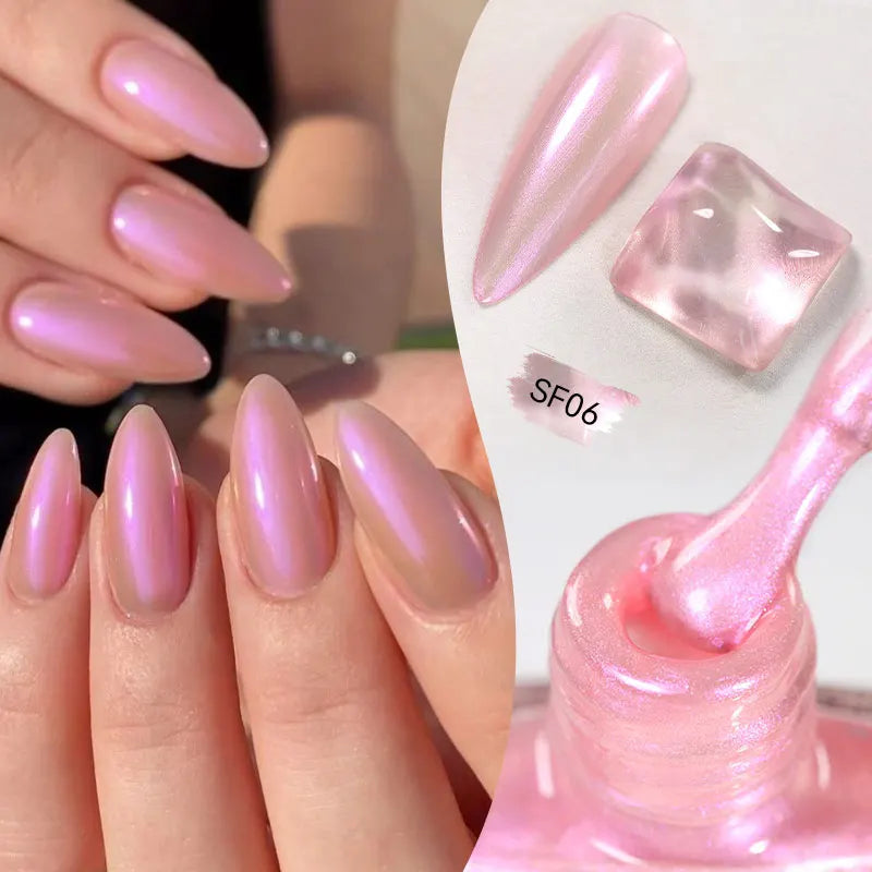 LILYCUTE 7ml Auroras Glitter Nail Polish No Need of UV/LED Lamp Nail Supplies Vernis White Pink Silver Pearl Effect for Nails