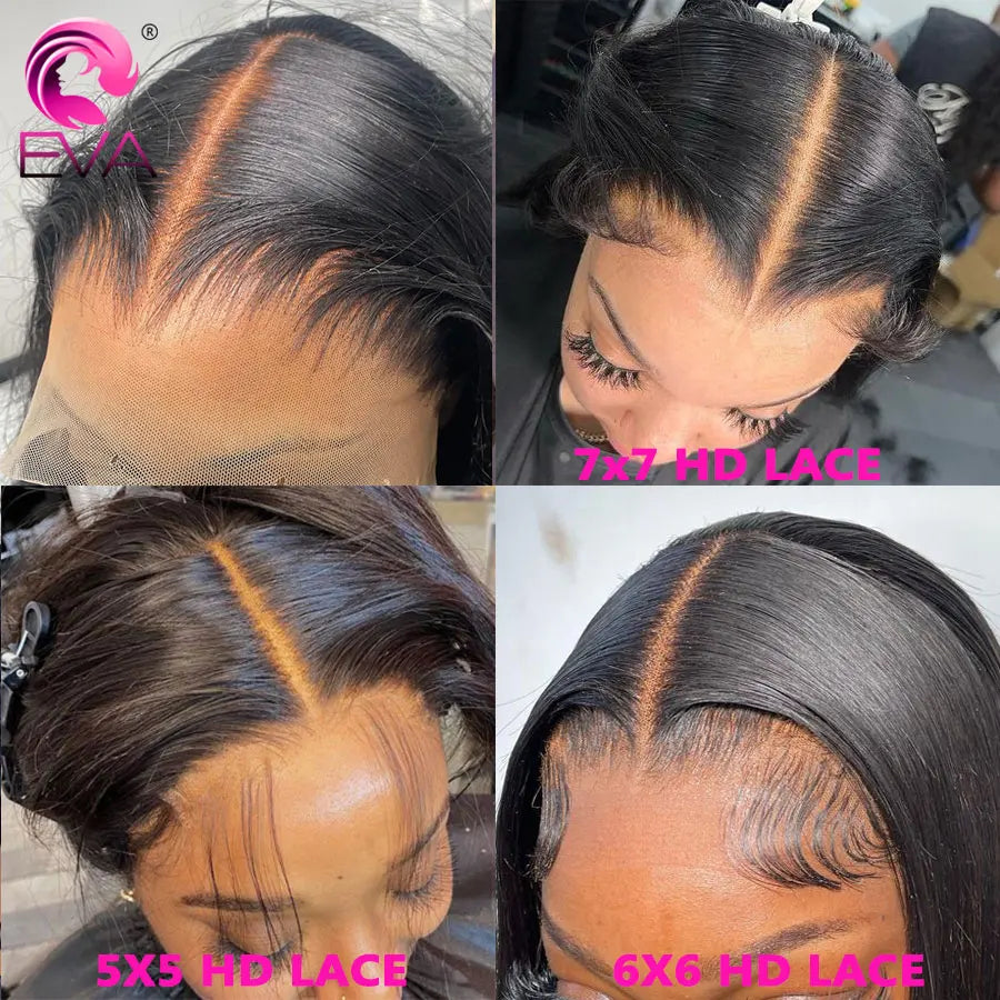 Eva 13x6 HD Lace Full Frontal Wig Silky Straight 180% Pre Plucked HD Lace Wig Invisible HD Lace Melt Skins Glueless Closure Wig