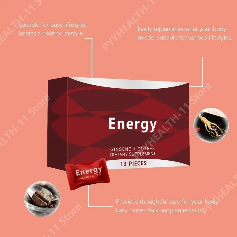 Ginseng Energy Coffee Support Sachets 13 Packs Herbal Vitality Supplement for Daily Focus Natural Stamina Support Portable Use