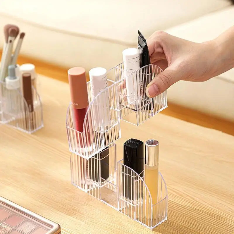 1 Pack 9 Slot Clear Makeup Brush Lipstick Lip Gloss Organizer Perfect Storage Solution For Drawers And Vanities